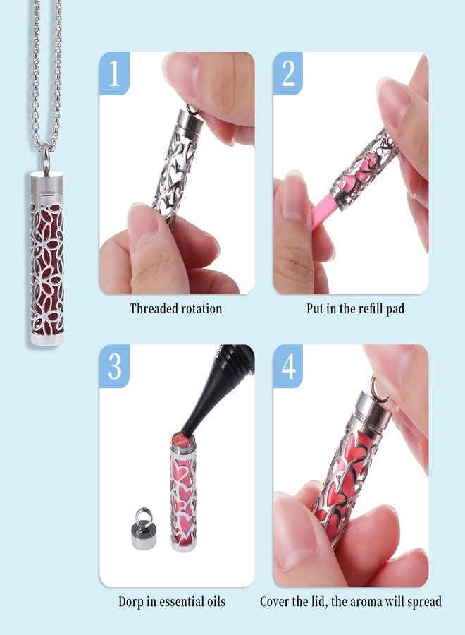 YWLI Essential Oil Diffuser Necklace, Aromatherapy Locket Pendant Necklace Stainless Steel Diffuser Necklace Pendant with 10 Pcs Refill Pads for Men Women (Fan Shape) - Image 5